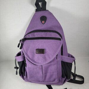 Mosiso Purple Hiking Daypack Outdoor Crossbody Athleisure Canvas Sling Backpack